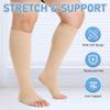 KEKING Extra Wide Calf Compression Socks for Men & Women, 20-30 mmHg Compression Stockings Open Toe - Plus Size Knee High Support Hose for Varicose Veins, Pain Relief, Swelling, Beige 3XL view 3