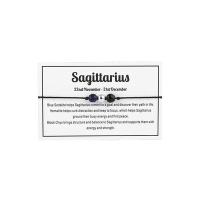 12 Constellation Zodiac Crystal Natural Stone Horoscope Stretch Bracelets Healing Gemstone Adjustable Braid Cord String Rope for Couples Friendship Reiki Yoga Meditation Jewelry-Sagittarius