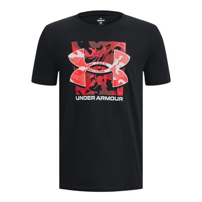 Under Armour Boys' Box Logo Camo Short Sleeve T Shirt, (001) Black / / White, Large