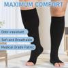 KEKING Extra Wide Calf Compression Socks for Men & Women, 20-30 mmHg Compression Stockings Open Toe - Plus Size Knee High Support Hose for Varicose Veins, Pain Relief, Swelling, Black 3XL view 3