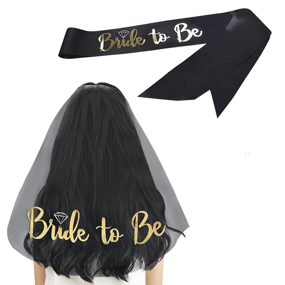 PURFUN Bride To Be Short Veil with Comb, Hen Nihgt Party Bridal Veil Wedding Cathedral Veil Cosplay Photography Halloween Costume Veil Hair Accessory Headwear Headpiece