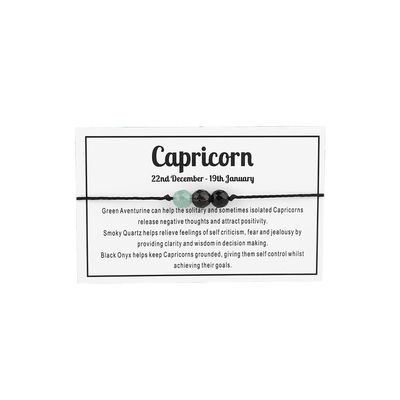 12 Constellation Zodiac Crystal Natural Stone Horoscope Stretch Bracelets Healing Gemstone Adjustable Braid Cord String Rope for Couples Friendship Reiki Yoga Meditation Jewelry-Capricorn