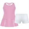 Mufeng Kids Girls 2 Pcs Tennis Golf Sport Dress Clothes A-Line Dresses with Shorts Activewear Set Active Sports Dress Set Pink 14 Years view 1