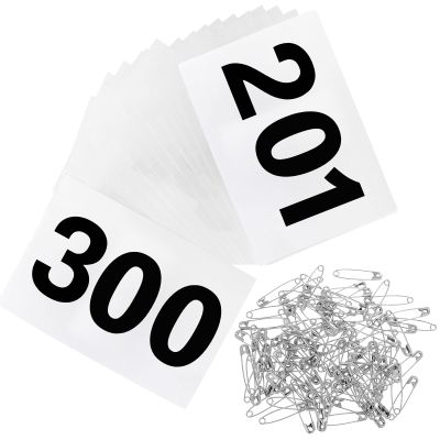 Outink Running Bibs Race Competitor Numbers Waterproof Runners Race Numbers with Safety Pins for Marathon Races Events 5.9" x 7.9" (Number 201-300)