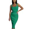 LFEOOST Summer Womens Sleeveless Tank Dresses Sexy U-Neck Backless Bodycon Dress Solid Casual Wrap Hip Slim Long Dress Green view 1