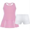 Kaerm Kids Girls Golf Tennis Dress with Shorts Underpants Outfits Solid Color Sleeveless Sports Dress Workout Outfits Pink 14 Years view 1