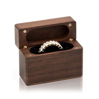 MUUJEE Slim Secret Wood Ring Box - Engagement Proposal Ring Holder, Wedding Ceremony Ring Bearer Box, Fiance Gift Ideas