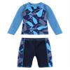 Daenrui Kids Boys Swimsuits UPF 50+ 2-Piece Swim Set Long Sleeve Rash Guard Shirt with Trunks Bathing Suit Navy 6-8 Years view 1