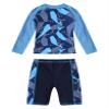 Daenrui Kids Boys Swimsuits UPF 50+ 2-Piece Swim Set Long Sleeve Rash Guard Shirt with Trunks Bathing Suit Navy 6-8 Years view 2