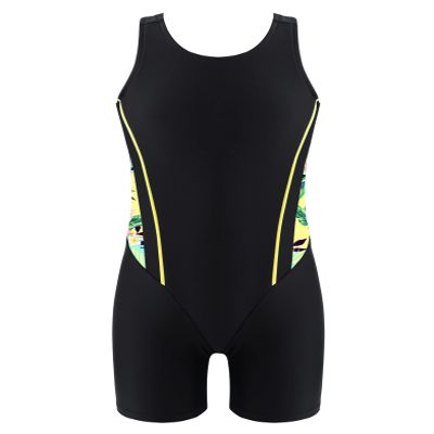 Daenrui Kids Girls Boys Athletic Open Racer Back One Piece Swimsuit Boyleg Sports Competitive Bathing Suits Yellow 8 Years