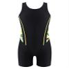 Daenrui Kids Girls Boys Athletic Open Racer Back One Piece Swimsuit Boyleg Sports Competitive Bathing Suits Yellow 8 Years