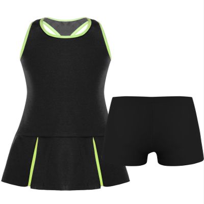 Kaerm Kids Girls Golf Tennis Dress with Shorts Underpants Outfits Solid Color Sleeveless Sports Dress Workout Outfits Black 14 Years