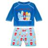 Daenrui Kids Boys Swimsuits UPF 50+ 2-Piece Swim Set Long Sleeve Rash Guard Shirt with Trunks Bathing Suit Waves 5-6 Years view 1