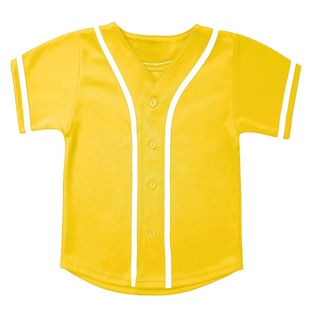 babyhealthy Kids Baseball Jersey Button Down Hip Hop Personalized Sport T Shirts Tops for Boys Girls Yellow