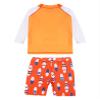 Daenrui Kids Boys Swimsuits UPF 50+ 2-Piece Swim Set Long Sleeve Rash Guard Shirt with Trunks Bathing Suit Orange 8-9 Years view 2