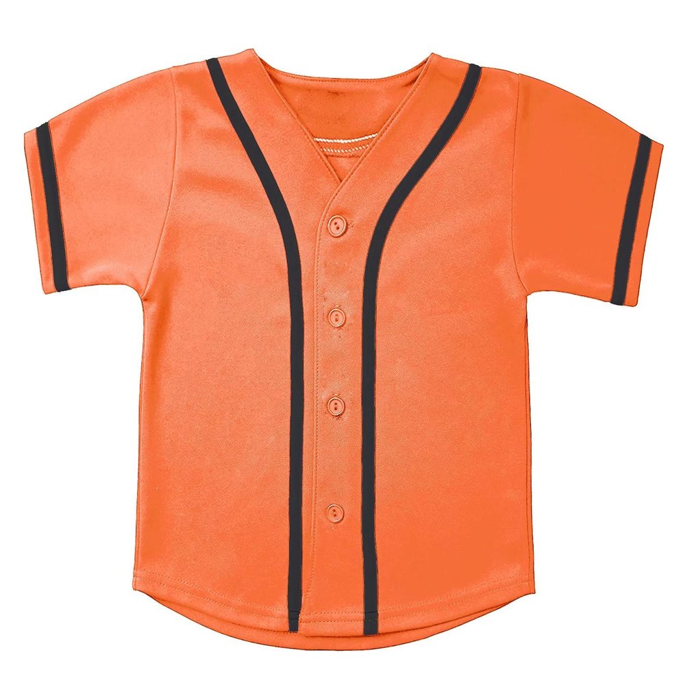 babyhealthy Kids Baseball Jersey Button Down Hip Hop Personalized Sport T Shirts Tops for Boys Girls Orange