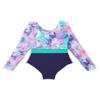 Daenrui Kids Girls Gymnastics Leotard Sparkly Long Sleeve Athletic Dance Ballet Unitard Clothes Activewear Lavender 10 Years view 4