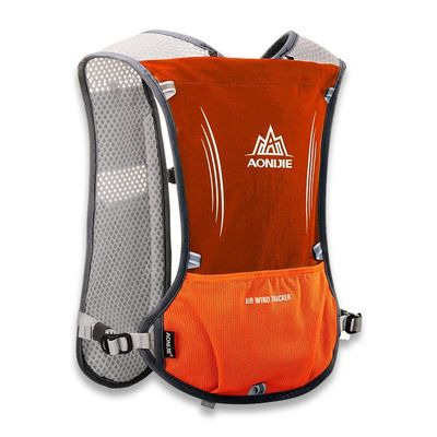 AONIJIE 5L Running Hydration Vest Pack with 9 Safety Pockets Adjustable & Lightweight Hydration Backpack for Marathon Race Hiking Cycling (Reddish Orange)