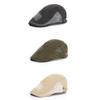 3 Pieces Men's Mesh Beret Spring Summer Casual Golf Driving Sun Flat Cap Newsboy Cabbie Hat Classic Adjustable Breathable Peaked Cap (Dark Grey,Army Green.Beige) view 1