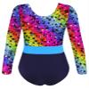 Daenrui Kids Girls Gymnastics Leotard Sparkly Long Sleeve Athletic Dance Ballet Unitard Clothes Activewear Rainbow 12 Years view 2