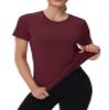 MAGCOMSEN Running Shirts Women Quick Dry Tshirt Short Sleeve Sun Shirt for Women Active Swim Exercise Workout Tops Wine Red, 2XL view 2
