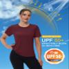 MAGCOMSEN Running Shirts Women Quick Dry Tshirt Short Sleeve Sun Shirt for Women Active Swim Exercise Workout Tops Wine Red, 2XL view 4