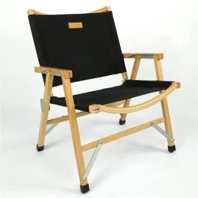 Camping Chair Folding Chairs Lawn Chairs Portable Fishing Chair Outdoor Wood Foldable Chair for Relax Camping Picnic Chair BBQ Garden Party Seat Folding Chair Camp Chair Moon Chair (Color : Black)