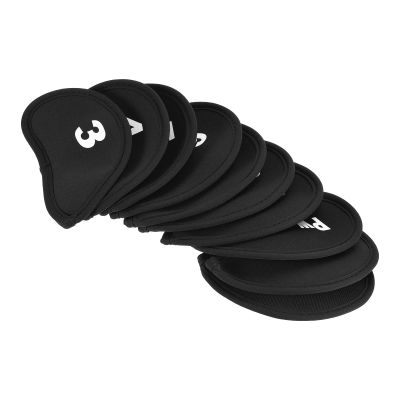 PATIKIL Golf Club Iron Head Covers, 10 Pack Number Tag 3-9 PW/SW/A Waterproof Protection Sleeve for Outdoor Sport, Black