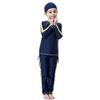 Girls Muslim Swimwear Modest Swimsuits Long Sleeve Bathing Suits Burkini Swimming Top Pants Hijab Full Coverage Islamic Surfing Rash Guard Sets Dark Blue+Yellow 6-7 Years view 1