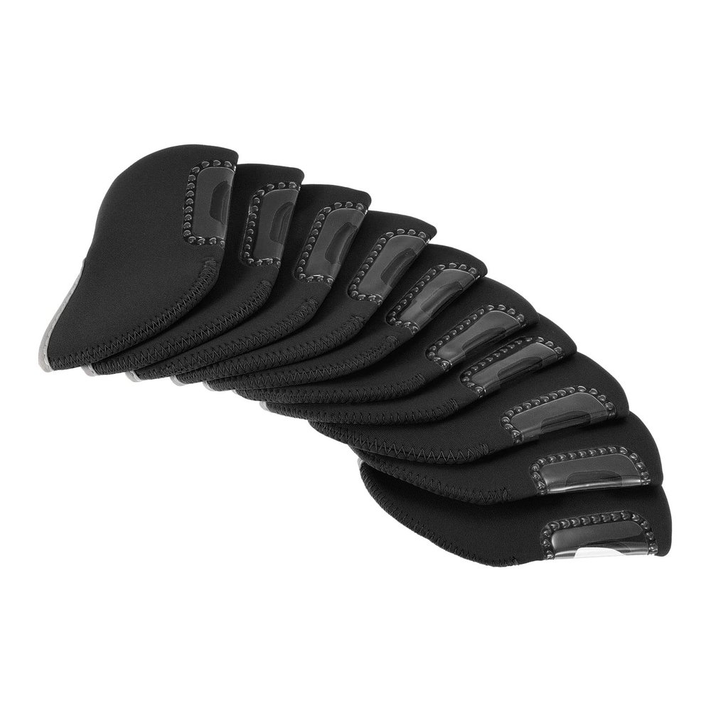 PATIKIL Golf Club Iron Head Covers, 10 Pack Visible Window Waterproof Protection Sleeve for Outdoor Sport, Black