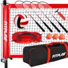 FITPLAY Outdoor Volleyball and Badminton Combo Set, Includes 4 Aluminum Badminton Rackets,3 Shuttlecocks, Anti-Sag Net and Height Adjust Poles, Volleyball, Air Pump, Boundary Line, and Carrying Bag view 1
