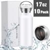 10 Pack 17oz Reusable Stainless Steel Water Bottle Bulk Double Wall Insulated Sports Water Bottle with Handle and Vacuum Seal Leakproof Lid for Sports Cyclists Hiking Gym Camping Gift(White,17 oz) view 2