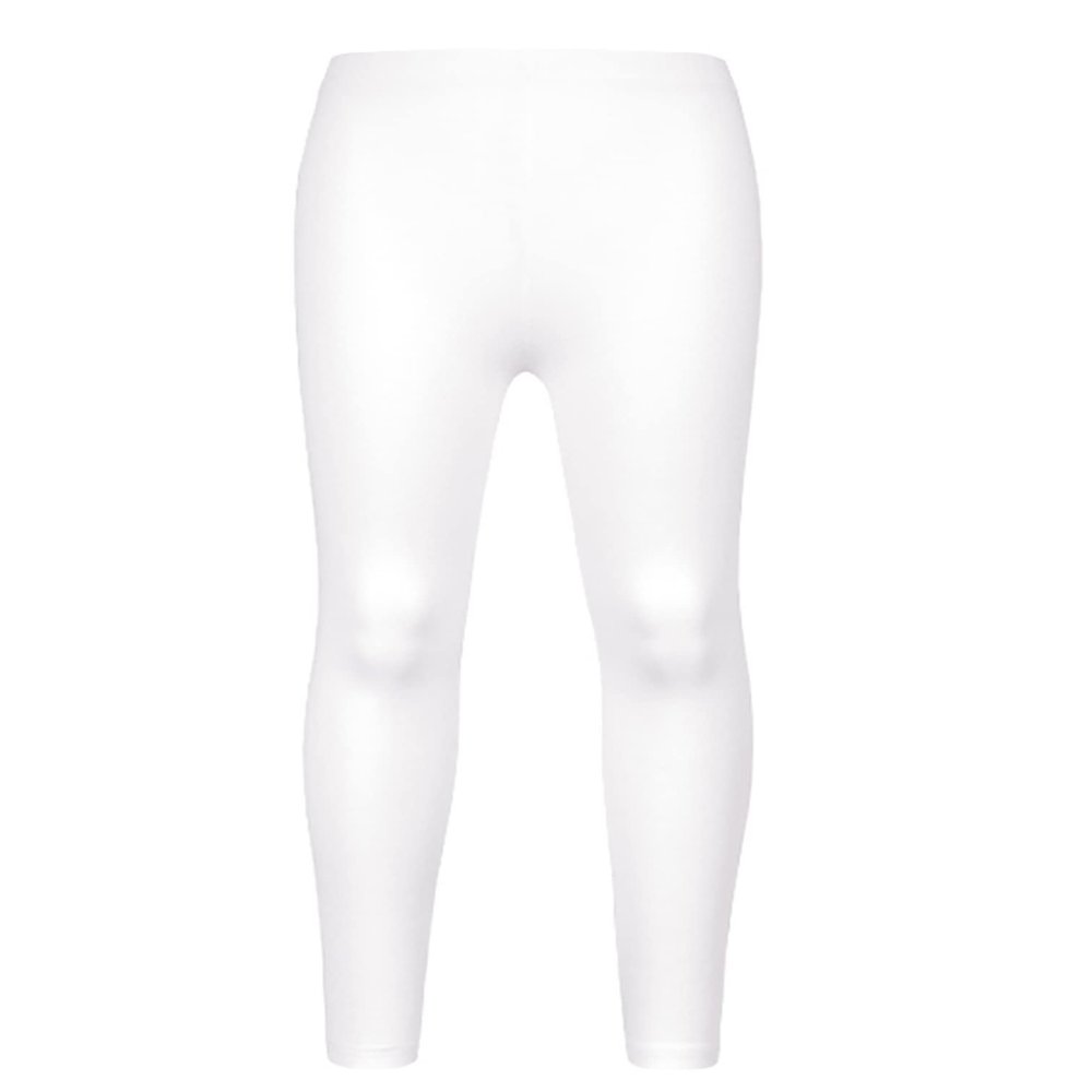 Fldy Kids Girls Athletic Leggings Gymnastics Ballet Dance Leggings Solid Stretchy Running Training Yoga Pants Tights White 4-5 Years