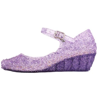 Kids Girl Single Princess Shoes Baby Queen Dress Up Cosplay Jelly Shoes for Kids Toddler Dance Party Wedge Sandals /1 (Purple, 12Years)
