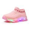 Kids Boys Girls Sneakers Runing Shoes Children Bling LED Light Luminous Sneakers Letter Mesh Casual Sport Shoes /1 (Pink, 2.5-3Years) view 3
