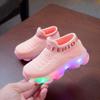 Kids Boys Girls Sneakers Runing Shoes Children Bling LED Light Luminous Sneakers Letter Mesh Casual Sport Shoes /1 (Pink, 2.5-3Years) view 4