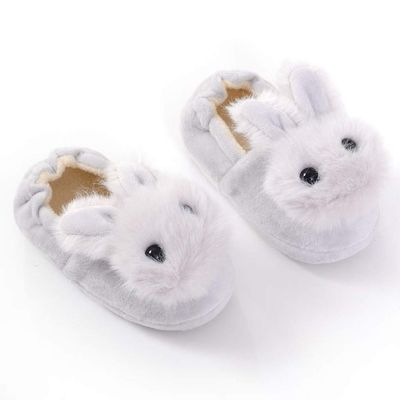 Kids Cartoon Slippers Soft Plush Cute Fuzzy Bedroom Indoor Warm Toddler Baby Boys Girls Non-Slip House Slip on Shoes /1 (Gray, 5-5.5Years)