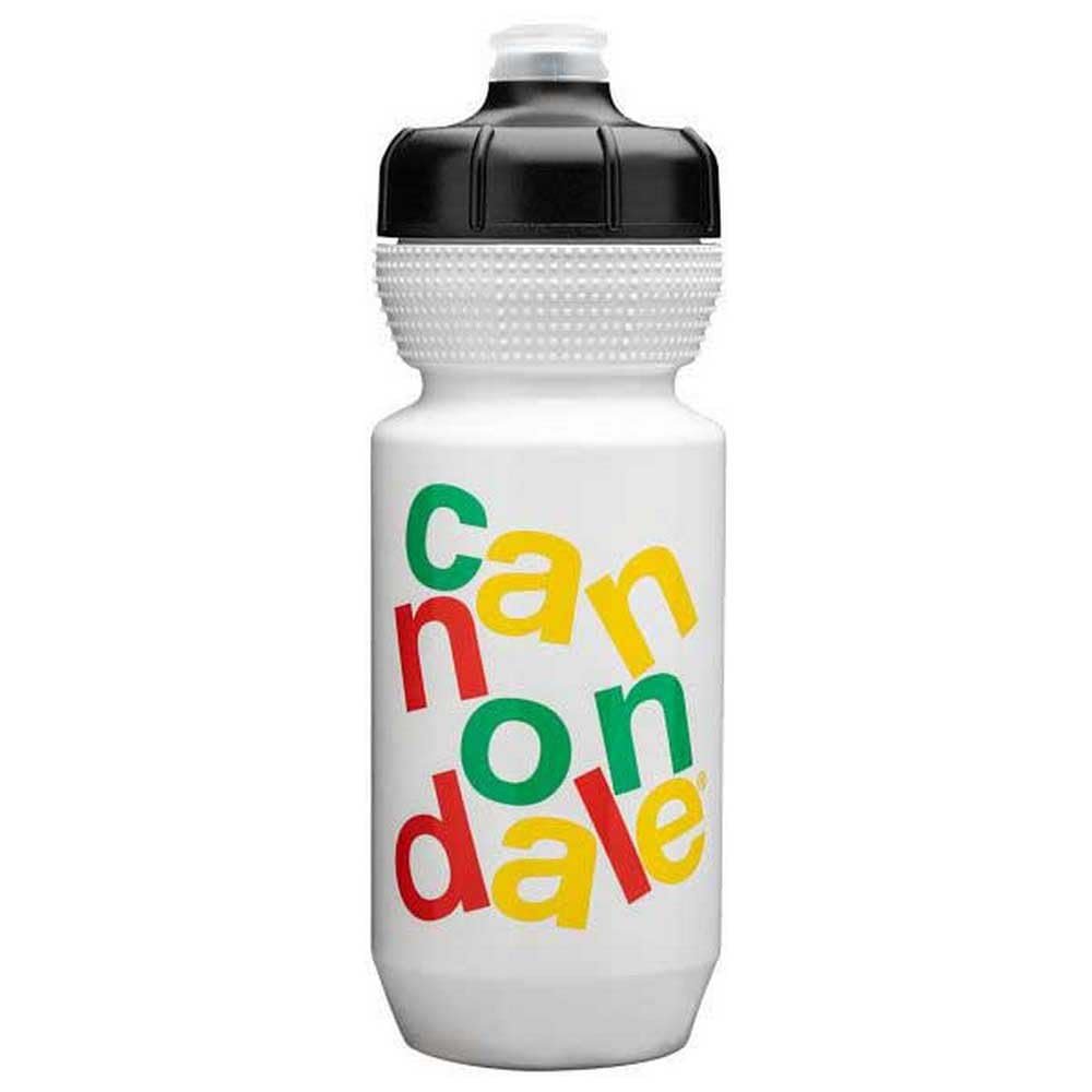 Cannondale Gripper Water Bottle Stacked Logo White w/ Rasta 600ml/21oz