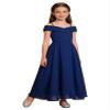 YiZYiF Kids Flower Girls Off Shoulder Long Chiffon Dress Spaghetti Strap Wedding Communion Dresses Royal Blue 16 view 2