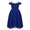 YiZYiF Kids Flower Girls Off Shoulder Long Chiffon Dress Spaghetti Strap Wedding Communion Dresses Royal Blue 16 view 3