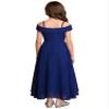 YiZYiF Kids Flower Girls Off Shoulder Long Chiffon Dress Spaghetti Strap Wedding Communion Dresses Royal Blue 16 view 4