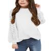 Batermoon Girls' Long Sleeve Shirts Lace Loose Casual Crewneck Blouses Tops 5-14 Years White view 1
