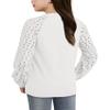 Batermoon Girls' Long Sleeve Shirts Lace Loose Casual Crewneck Blouses Tops 5-14 Years White view 2