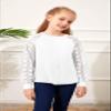 Batermoon Girls' Long Sleeve Shirts Lace Loose Casual Crewneck Blouses Tops 5-14 Years White view 4