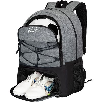 WOLT Soccer Backpack Soccer Bag with Ball Holder & Shoes Compartment, Sport Equipment Bags For Football, Basketball, Volleyball, Gym(Grey)