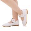 Kids Baby Girls Solid Flower Student Single Soft Dance Princess Shoes Children Wedding Flower Girl Glitter Shoes. (White, 7.5-8Years) view 3