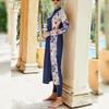 Muslim Swimsuits for Women Long Sleeve Floral Print Hijab Top Swim Pants Highly Elastic Full Coverage Swimwear Modest Islamic Ladies Beachwear Swimming Burkini Bathing Suit Dark Blue Print Large view 2