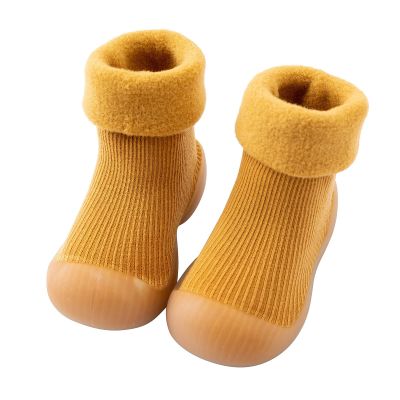 Baby Toddler Sock Shoes Non-Slip Floor Slipper Boys Girls Breathable Thick Indoor Outdoor Winter Warm Shoes Socks. (Yellow, 18)
