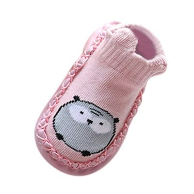 Infant Baby Socks Shoes Indoor Floor Slipper Anti-Slip Soft Sole Protect Toes Baby Booties Newborn Cartoon Shoes Boots. (Pink, 14)