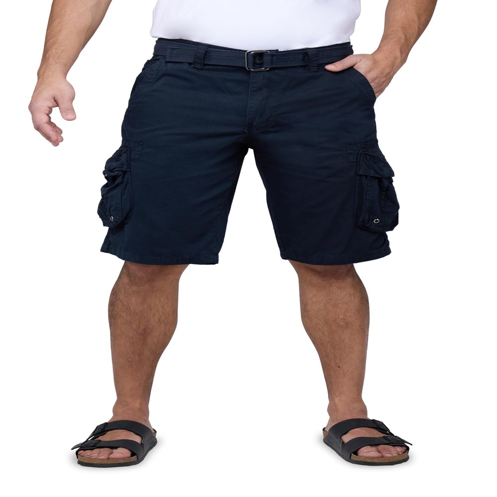 X RAY RAW X Mens Belted Cargo Shorts, Relaxed Fit Casual Knee Length Cargo Shorts for Men, Navy, 40